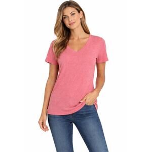 Felina Slub Jersey V-Neck Short Sleeve Tee Womens XL Chateau Rose NWT